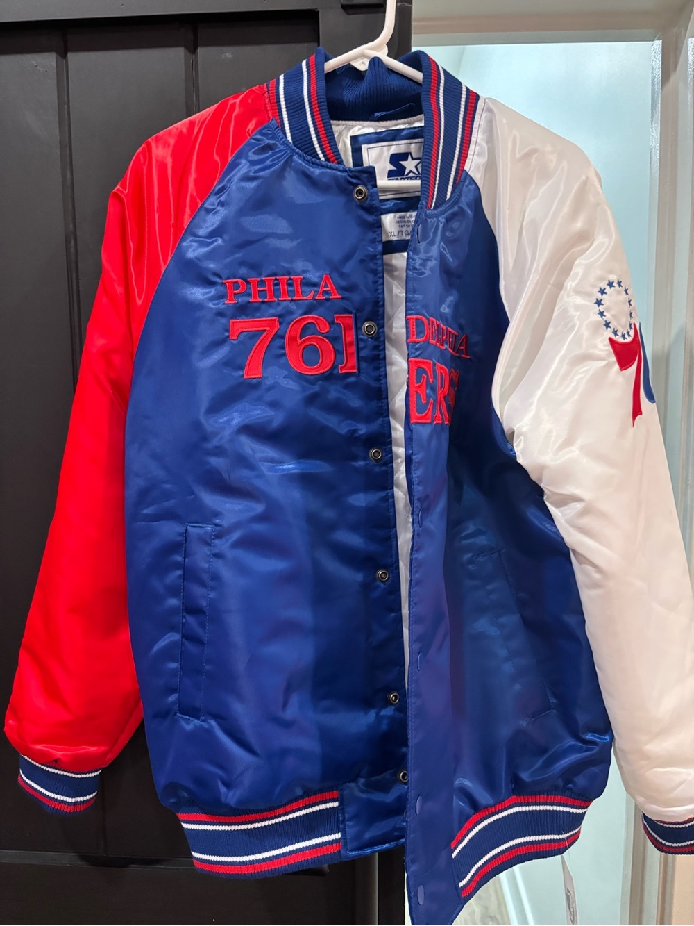 STARTER Blue Red White Satin Kids Bomber Jacket